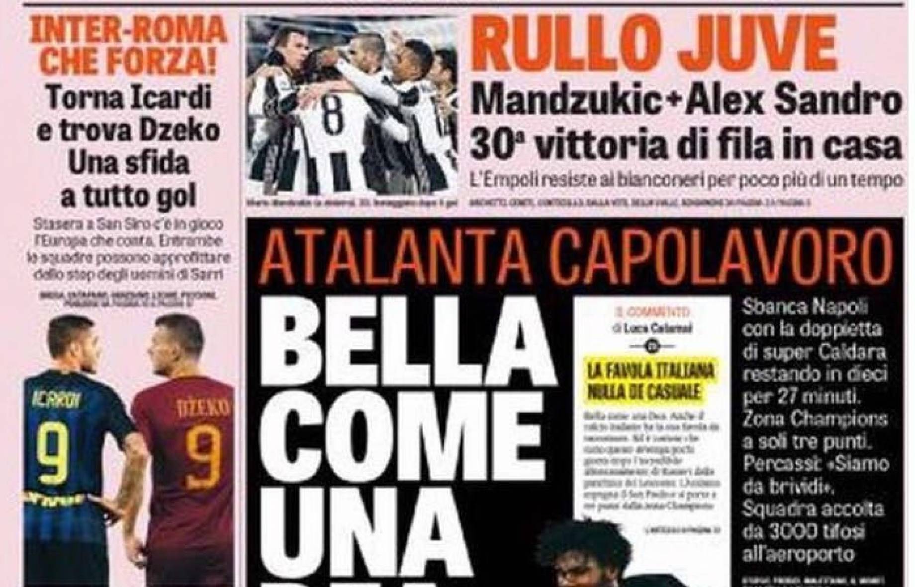"Rullo Juve sempre più su", Atalanta "bella come una dea" e altro ... - GianlucaDiMarzio.com