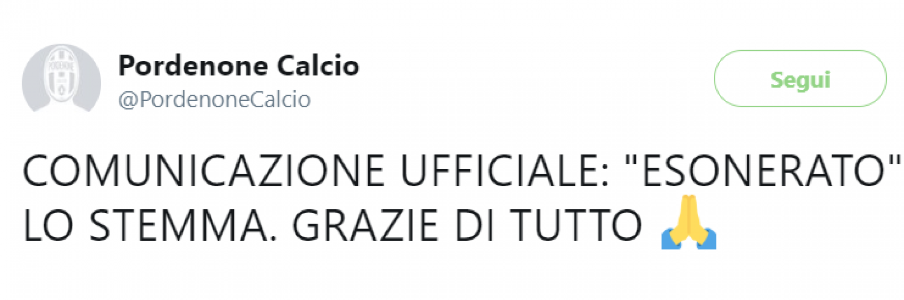 Gianluca Di Marzio :: Il Pordenone 'esonera' lo stemma