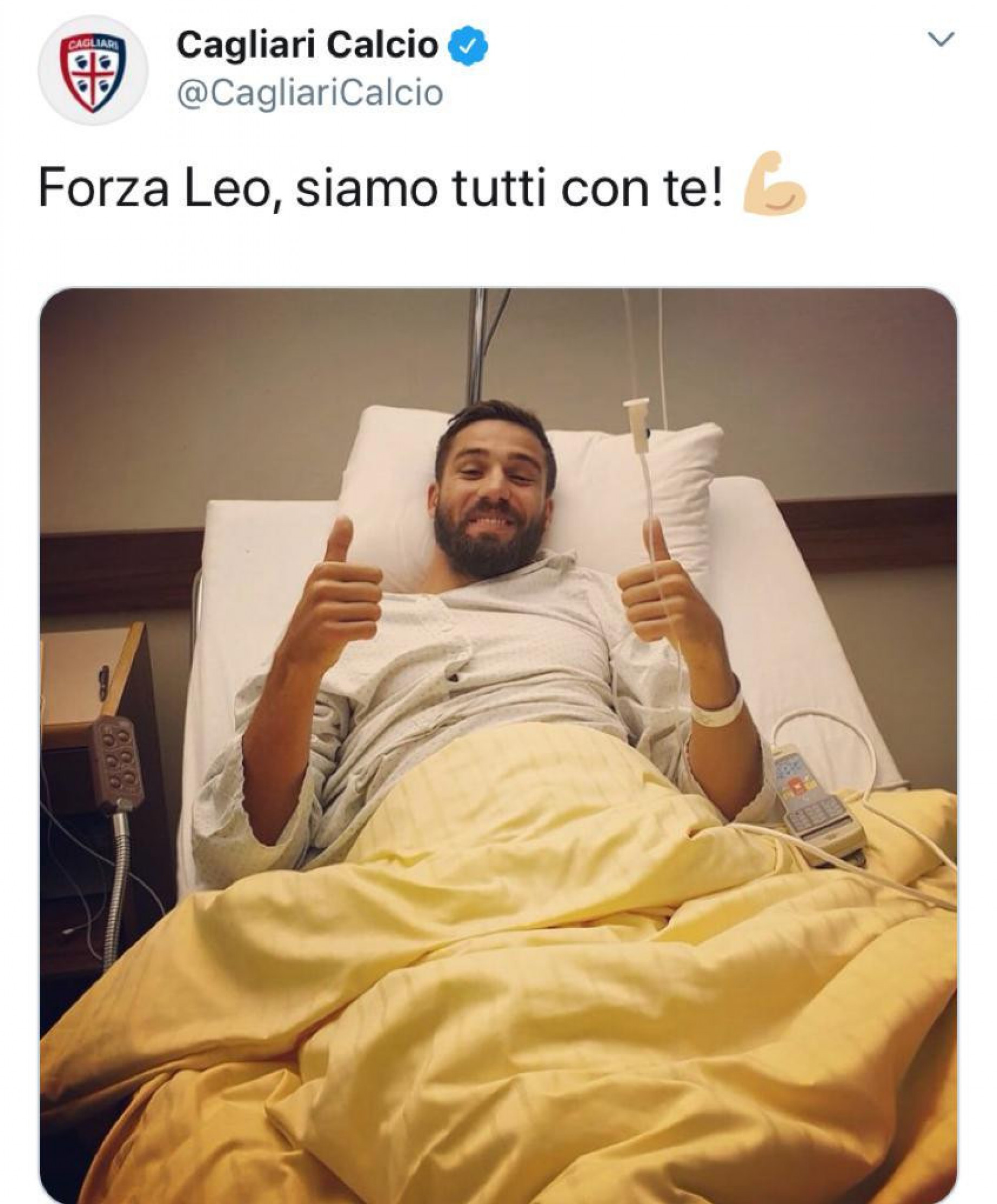 Pavoletti infortunato Cagliari tweet