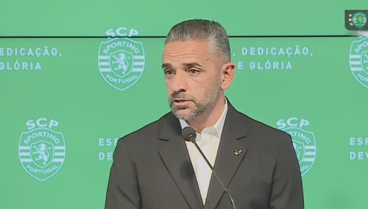 Rui Borges durante la conferenza di presentazione allo Sporting (screen)