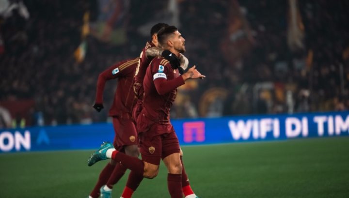 Lorenzo Pellegrini dopo il gol nel derby di Roma (Crediti: Domenico Bari)