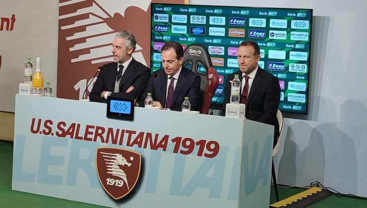 Marco Valentini e Roberto Breda in conferenza stampa Salernitana