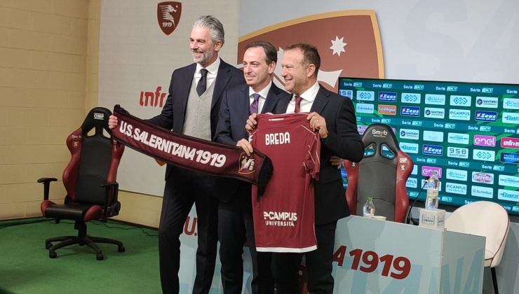 Marco Valentini e Roberto Breda in conferenza stampa Salernitana