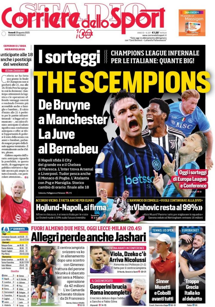 Corriere dello Sport 29 Agosto