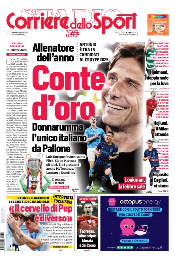 Corriere dello Sport, venerdì 8 agosto
