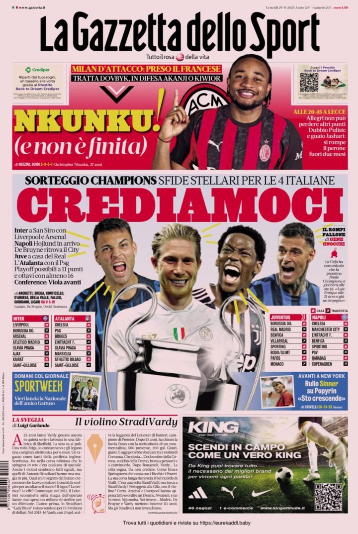 La Gazzetta dello Sport 29 Agosto