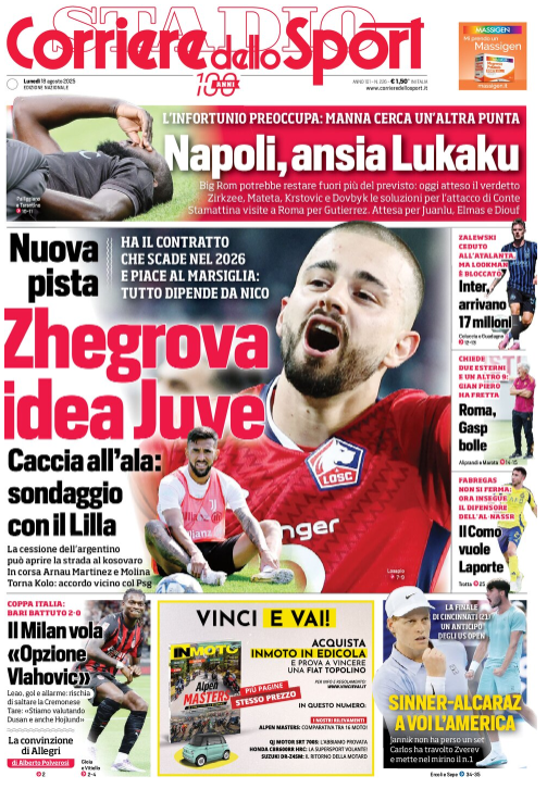 La prima pagina del Corriere dello Sport