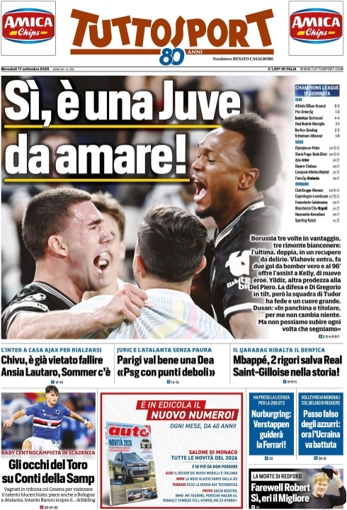Tuttosport del 17 settembre