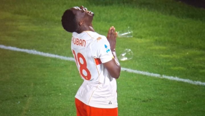 L'esultanza di Ekuban in Como-Genoa (screen)