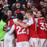 L'esultanza dell'Arsenal dopo il gol di Martinelli contro il Manchester City (IMAGO)