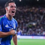 L'attaccante dell'Italia, Giacomo Raspadori