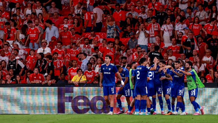 L'esultanza del Qarabag per il gol del 3-2 contro il Benfica (IMAGO)