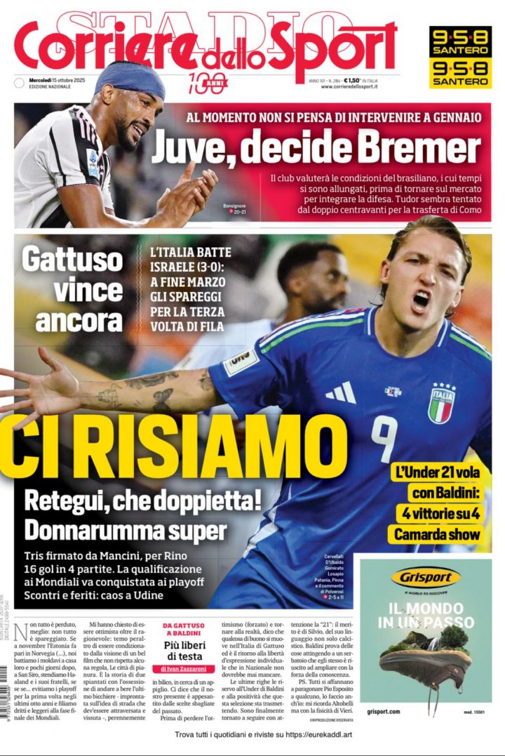 Corriere dello Sport 15 ottobre 2025