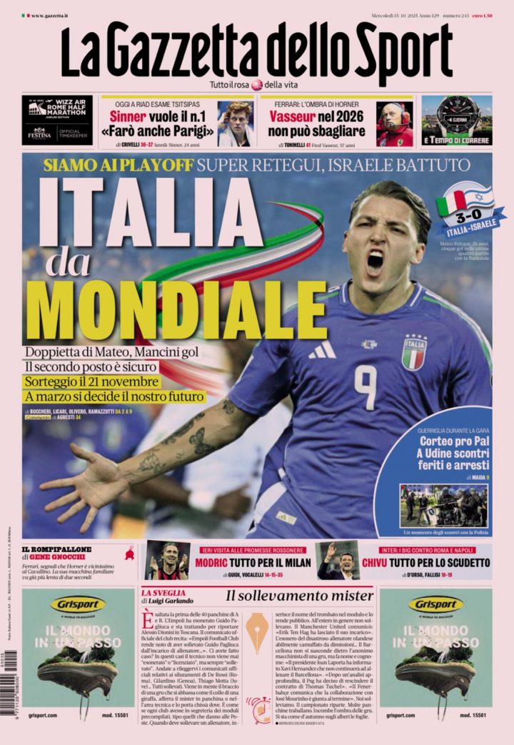 La Gazzetta dello Sport 15 ottobre 2025