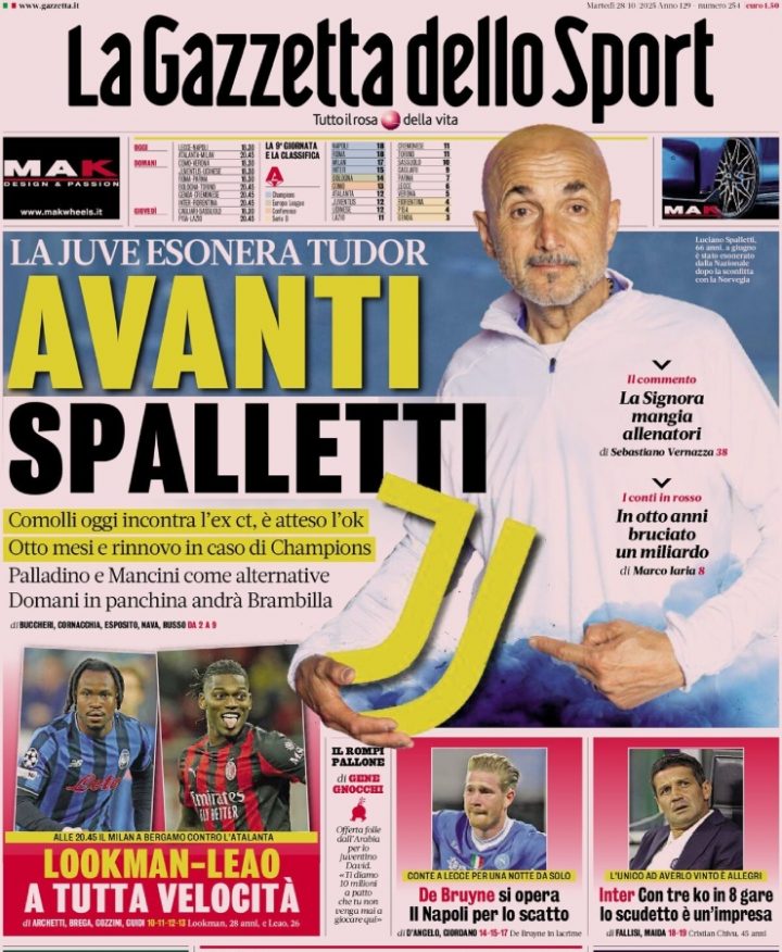 Gazzetta dello Sport 28 ottobre 2025