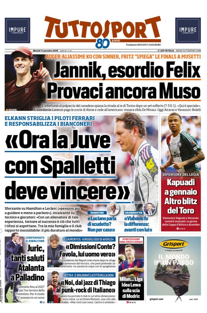 Tuttosport, 11 novembre 2025