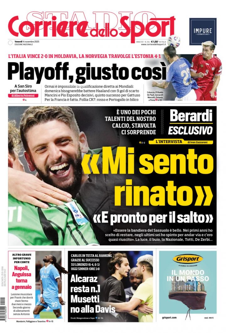 Corriere dello Sport, 14 novembre 2025