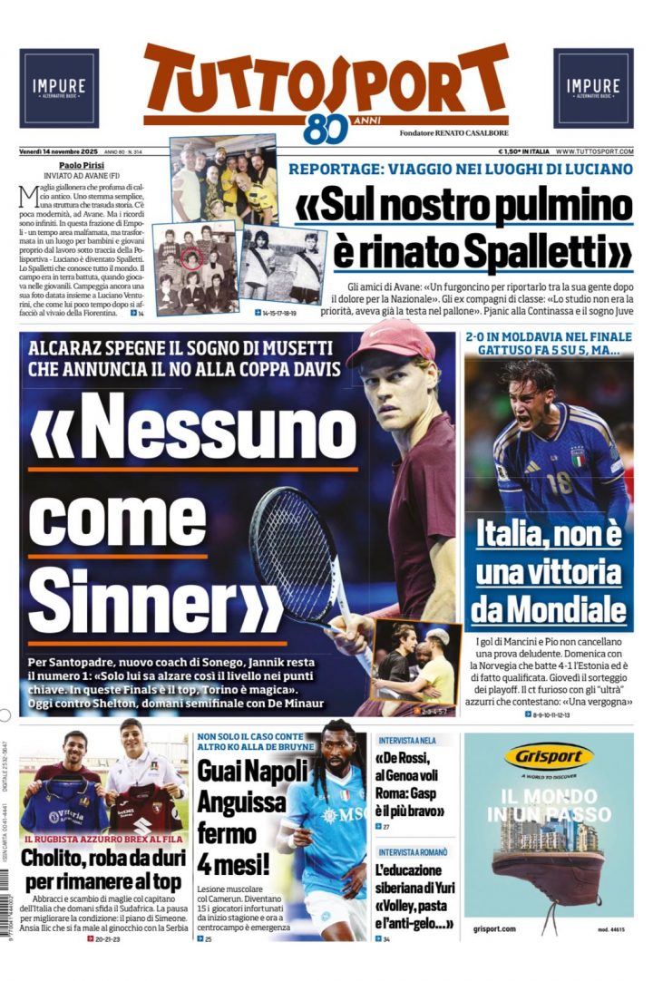 Tuttosport, 14 novembre 2025