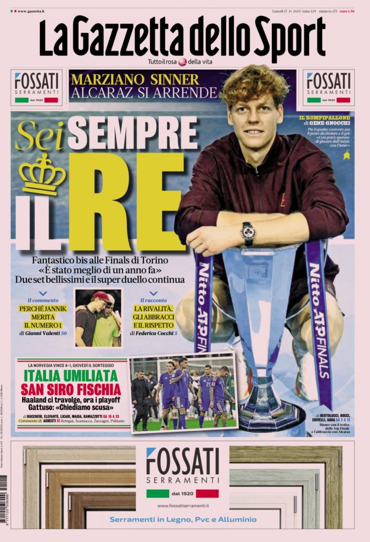 La Gazzetta dello Sport, 17 novembre 2025