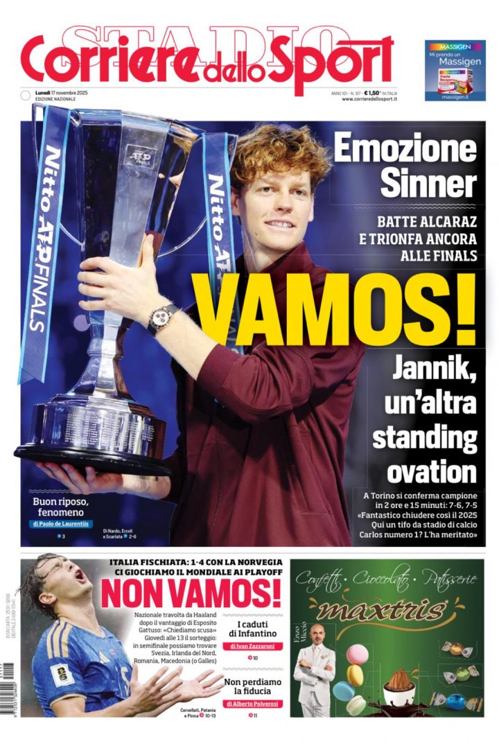 Corriere dello Sport, 17 novembre 2025