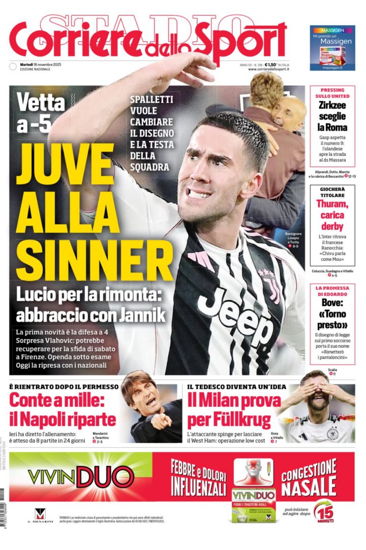 Corriere dello Sport, 18 novembre 2025