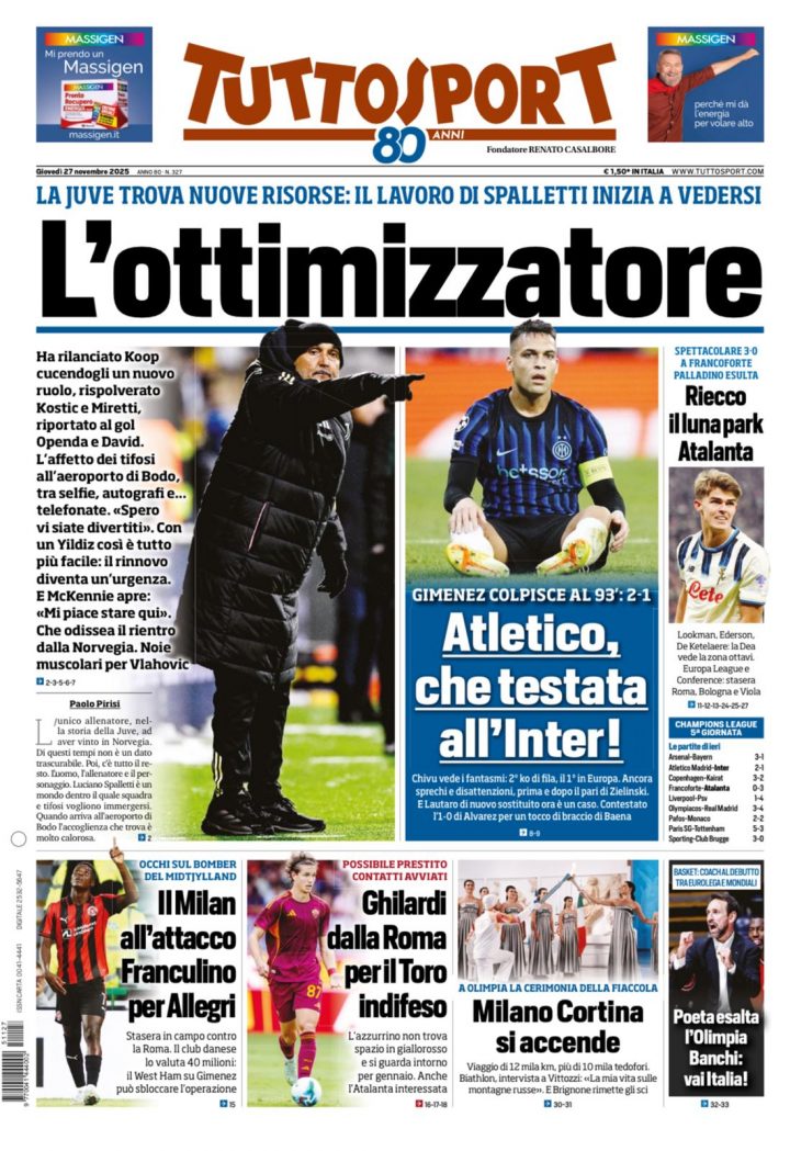 Tuttosport, 27 novembre 2025