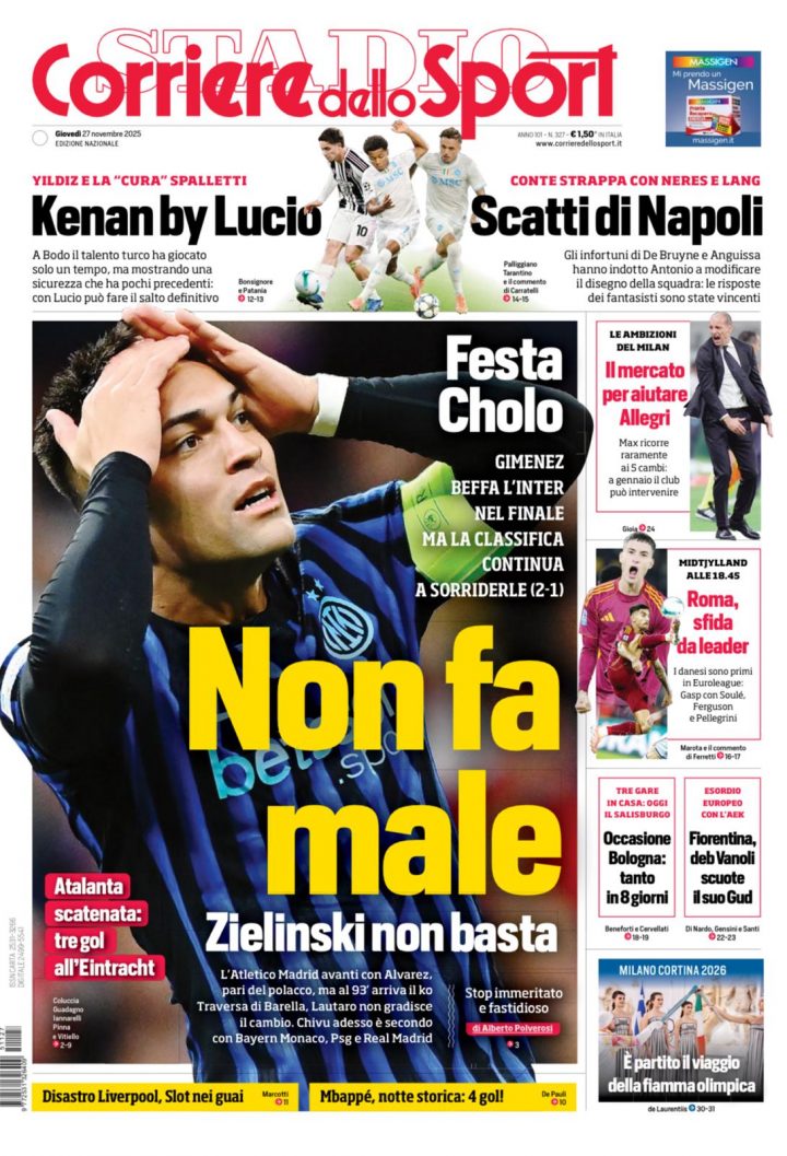 Corriere dello Sport, 27 novembre 2025