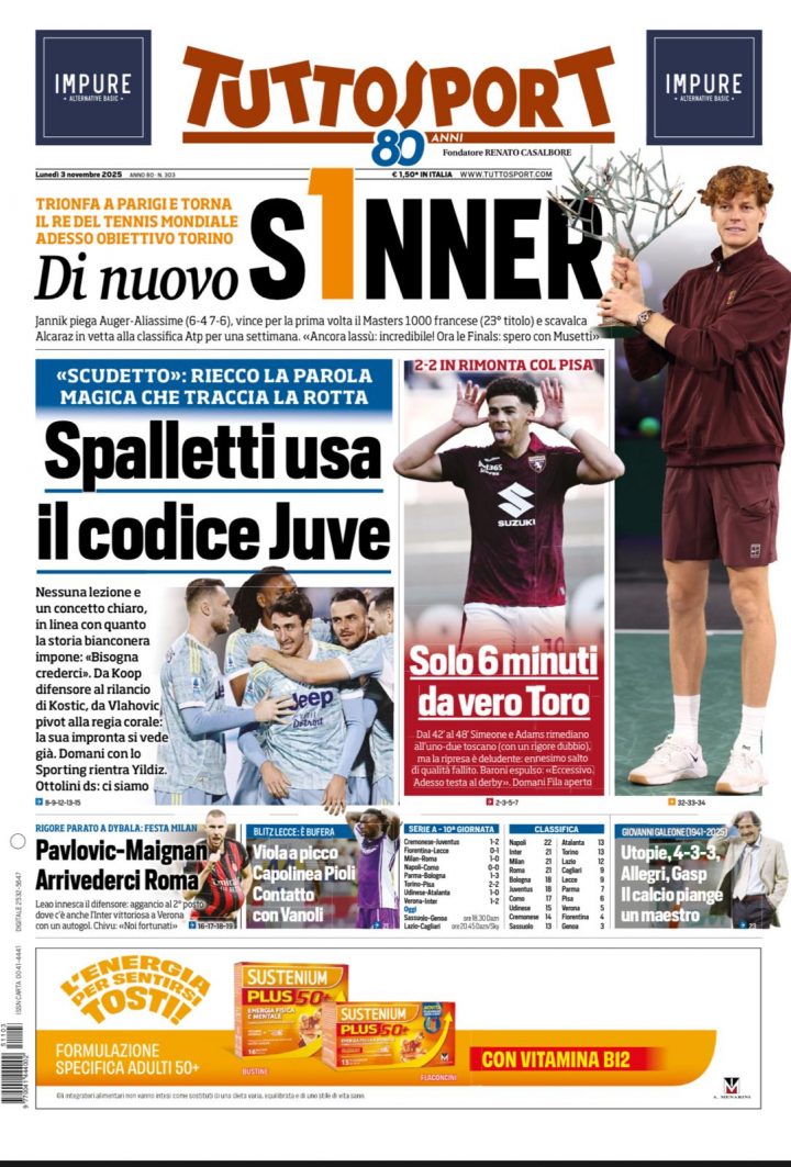 Tuttosport, 3 novembre