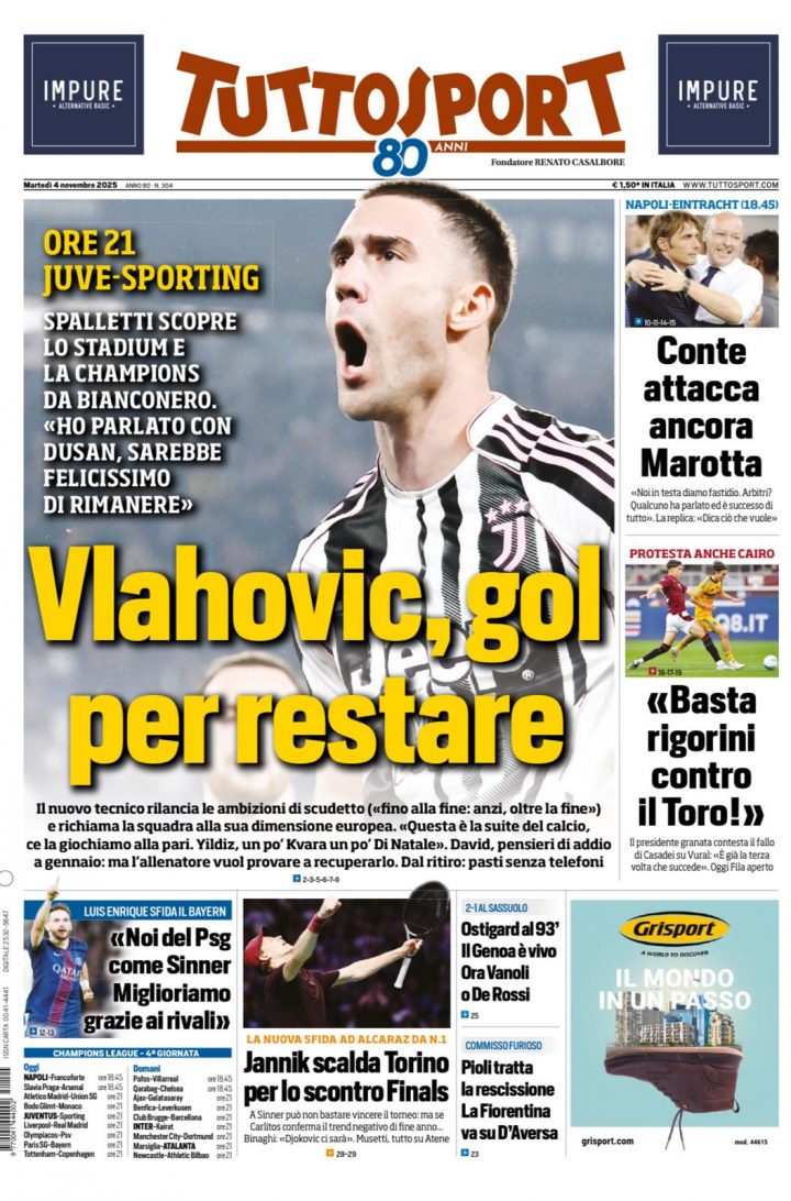 Tuttosport, 4 novembre
