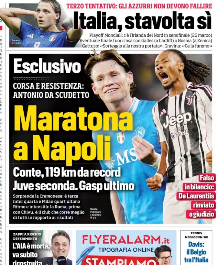 La prima pagina del Corriere dello Sport del 21 novembre 2025