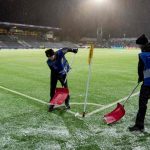 La neve sul campo del Bodø/Glimt nella sfida contro la Juventus (Imago)