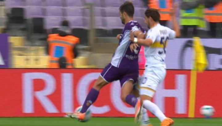 L'episodio del rigore prima concesso e poi revocato alla Fiorentina (Screen)