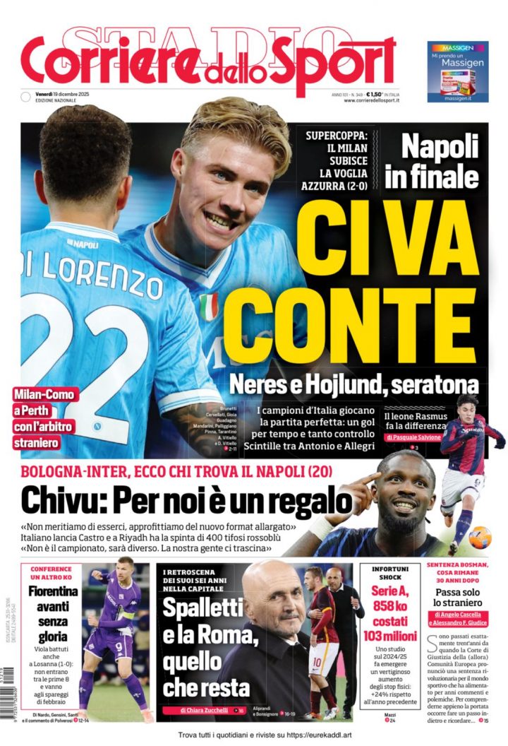 Corriere dello Sport, venerdì 19 dicembre