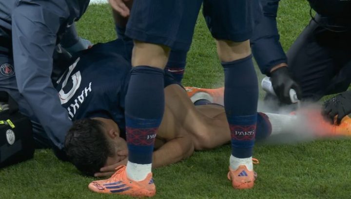 Il momento dell'infortunio di Hakimi con il Psg
