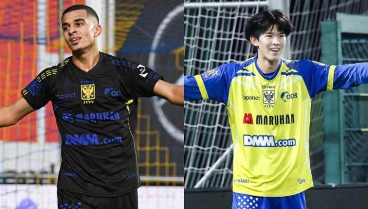 I giocatori del Sint-Truiden Sebaoui e Goto (Imago)