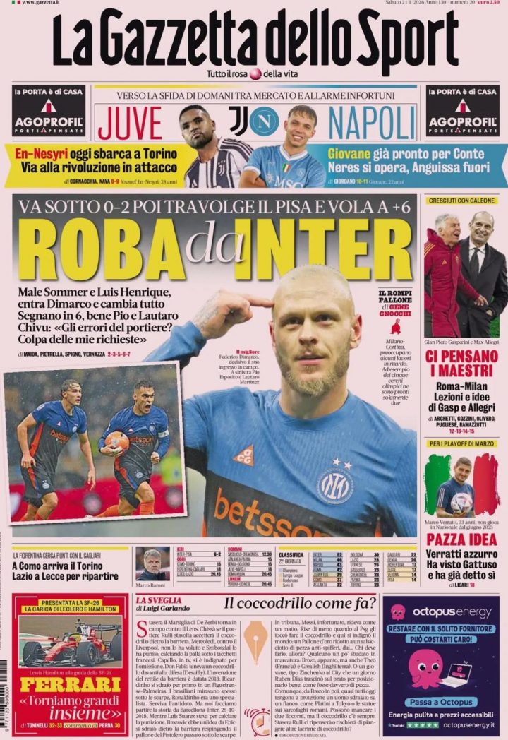 La Gazzetta dello Sport, 24 gennaio