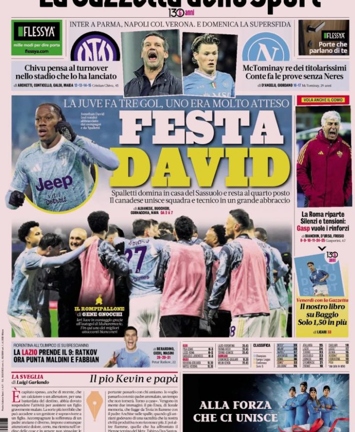 La prima pagina de La Gazzetta dello Sport del 7 gennaio 2026