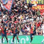 Brooke Norton Cuffy esulta per il vantaggio del Genoa (IMAGO)