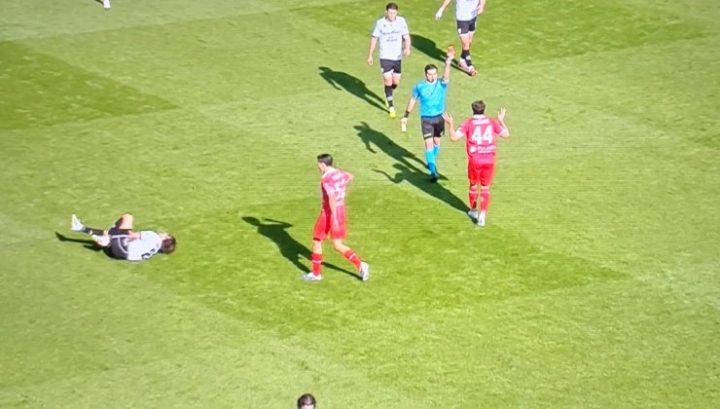 Il momento dell'espulsione di Carboni in Spezia-Monza(screen)