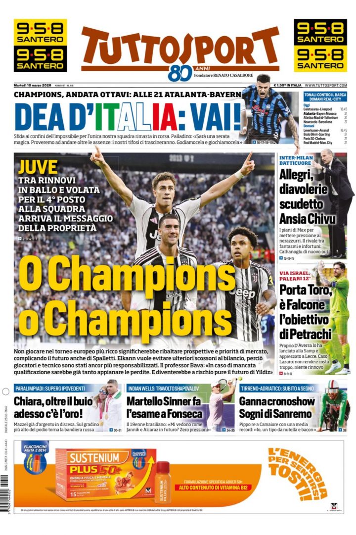Tuttosport, martedì 10 marzo