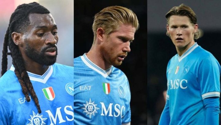 Anguissa, De Bruyne e McTominay del Napoli (Imago)