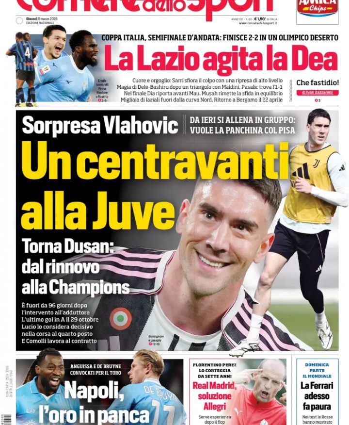 La prima pagina del Corriere dello Sport del 5 marzo